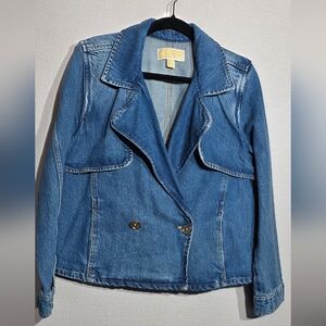 Michael Kors Double-Breasted Blue Jean Jacket